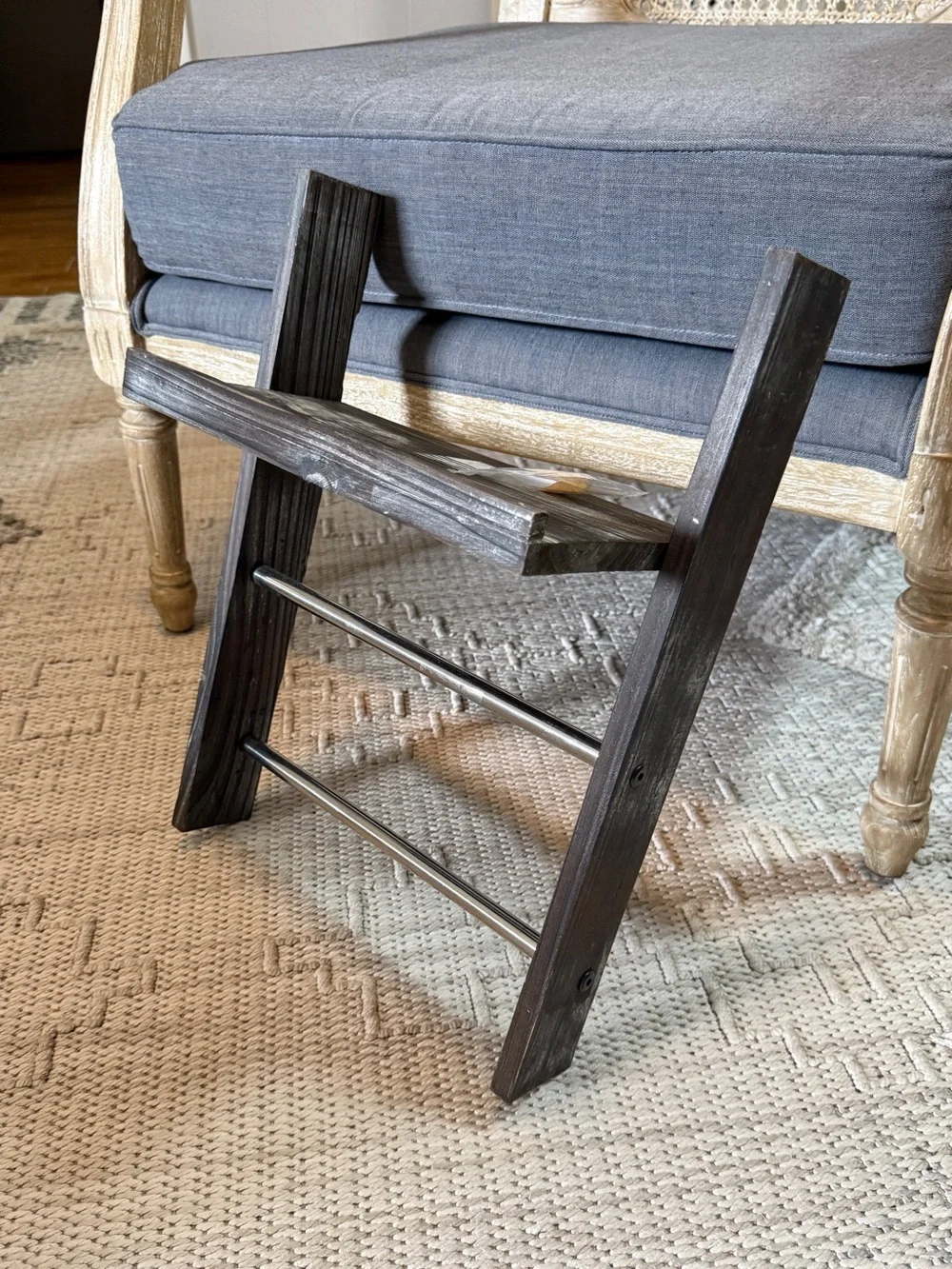Rustic Ladder Shelf with Hanging Bars